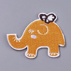 Orange Computerized Embroidery Cloth Iron On/Sew On Patches, Costume Accessories, Elephant, Orange, 47x41x1mm