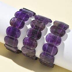 Аметист Натуральные аметистовые бусины эластичные браслеты для женщин и мужчин, овальные, 1 дюйм (2.4 см), внутренний диаметр: 2-1/2 дюйм (6.45 см)
