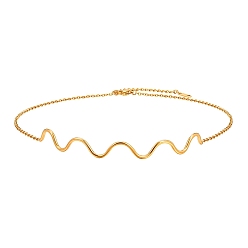 Золотой Ожерелья-чокеры из нержавеющей стали с волнистыми линиями, золотые, 12.60 дюйм (32 см)