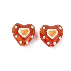 Шоколадный Бусы лэмпворк ручной работы, сердце, цвет шоколада, 14x14x9 мм, отверстие : 1 мм