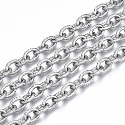 Stainless Steel Color Tarnish Resistant 304 Stainless Steel Link Chains, with Spool, Unwelded, Nickel Free, Oval, Stainless Steel Color, 11x8.3x2mm, about 82 Feet(25m)/roll