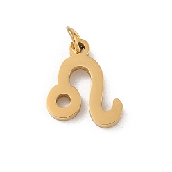 Лео 304 прелести нержавеющей стали, с целью перехода в кольце, золотые, очарование созвездия, Лев, 12x10x1.5 мм, отверстие : 3 мм