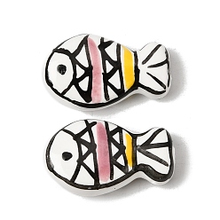 Фламинго Фарфоровые бусины ручной работы, рыба, пастельный фарфор, фламинго, 18.5~19x11~11.5x6~6.5 мм, отверстие : 1.8~2 мм