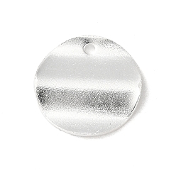 925 Sterling Silver Plated Brass Pendants, Flat Round Charms, 925 Sterling Silver Plated, 15x15x1mm, Hole: 1.4mm