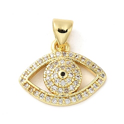 Настоящее золото 18K Стойка металлическая латунная микропрофилированная кубическая циркония подвески, без кадмия и без свинца, долговечный, злые глаза, реальный 18 k позолоченный, 12.5x16x4 мм, отверстие : 5x3.5 мм