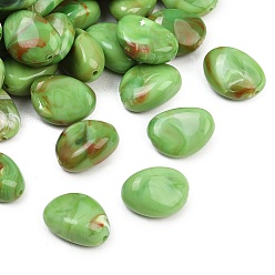 Зеленый лайм Непрозрачные акриловые бусины, имитирующие драгоценные камни, слеза, два тона, зеленый лайм, 18.5x13x8 мм, отверстие : 1.5 мм, Около 366 шт / 500 г