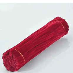 Dark Red DIY Plush Sticks, with Iron Core, Pipe Cleaners, Kid Craft Material, Dark Red, 295x6mm, 100pcs/set