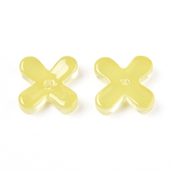 Шампанско-Желтый Гальванические стеклянные бусины, клевер, шампанское желтый, 10.5x10.5x2 мм, отверстие : 1 мм