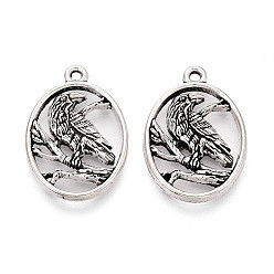 Античное Серебро Сплавочные подвески тибетского стиля, овальные и птичьи подвески, без кадмия и без свинца, античное серебро, 25x17x2.5 мм, отверстие : 1.6 мм
