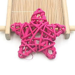 Deep Pink Rattan Art Craft, Star Decorative Ball for Home Decoration, Deep Pink, 60mm