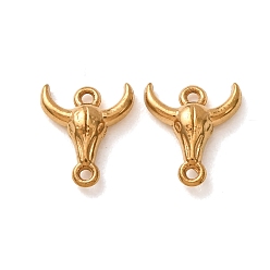 Real 18K Gold Plated 304 Stainless Steel Connector Charms, Bull Links, Ion Plating(IP), Long-Lasting Plated, Real 18K Gold Plated, 10.5x9x2.5mm, Hole: 1mm