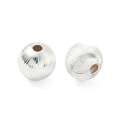 Посеребрённый Латунные бусины, текстурированная круглая, стойки покрытие, долговечный, без кадмия и без свинца, 925 серебро покрытием, 7.8 мм, отверстие : 1.8 мм
