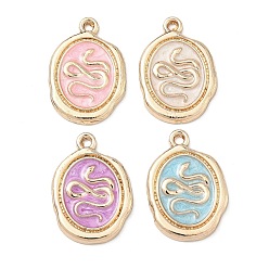 Змея Подвески из эмали и сплава, овальные, золотой свет, змея, 22x15x2 мм, отверстие : 1.4 мм