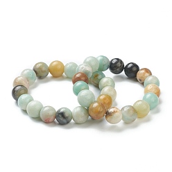 Амазонит Натуральный амазонитовые бисерные браслеты простирания, круглые, бусины : 12~12.5 мм, внутренний диаметр: 2-1/8 дюйм (5.4 см)