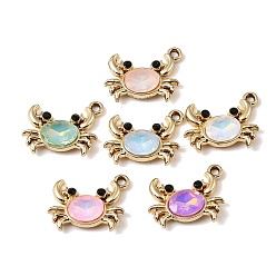 Mixed Color UV Plating Alloy Glass Pendants, Carb Charm, with Rhinestone, Faceted, Mixed Color, Mixed Color, 14.5x17.5x4mm, Hole: 1.7mm