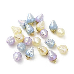 Mixed Color Opaque Acrylic Pendants, with Alloy Finding, Strawberry, Mixed Color, 18x11.5mm, Hole: 1.2mm