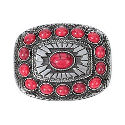 Античное Серебро Сплав пряжки, застежка на пояс, прямоугольные, античное серебро, 77x61x7.5 мм, отверстие : 40x16 мм