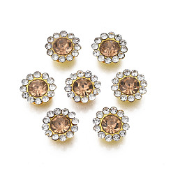 Дымчатый Кварц Шить на горный хрусталь, прозрачное стекло горный хрусталь, с настройками железного зубца, граненые, цветок, дымчатый кварц, 9x4 мм, отверстие : 1.2 мм