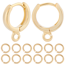 Настоящее золото 24K 20 шт. латунные серьги-кольца, без кадмия и без свинца, с латунными соединительными кольцами (шт.), реальный 20 k позолоченный, 24 мм, отверстие : 12.5x10x2 мм, штифты : 1.4 мм