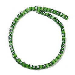 Темно-Зеленый Ручной сглаза бусины бисер нитей, кубические, темно-зеленый, 5.5x5.5x5.5~6 мм, отверстие : 1 мм, около 63~65 шт / нитка, 14.41''~15.63'' (36.6~39.7 см)