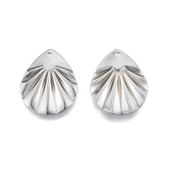 Нержавеющая Сталь Цвет Не тускнеет 201 подвеска из нержавеющей стали, фактурные подвески, слеза, цвет нержавеющей стали, 22x17x1 мм, отверстие : 1.2 мм