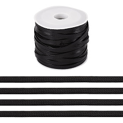 Black 10 Yards Korean Waxed Polyester Cord, Flat, Black, 4mm, about 10.00 Yards(9.14m)/Set