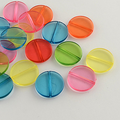 Couleur Mélangete Rondes plat perles acryliques transparente, couleur mixte, 25x5mm, trou: 2 mm, environ 200 pcs / 500 g