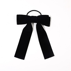 Черный Бархатные резинки для волос, аксессуары для волос для женщин и девочек, бантом, чёрные, 170x135 мм