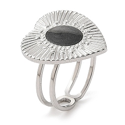 Нержавеющая Сталь Цвет 304 эмалированные открытые манжеты из нержавеющей стали для женщин, сердце, цвет нержавеющей стали, внутренний диаметр: регулируемый