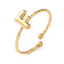 Letter F 304 открытые манжеты из нержавеющей стали, украшения для женщин, реальный 18 k позолоченный, Буква F, внутренний диаметр: 19 мм, Письмо: 8x6 мм