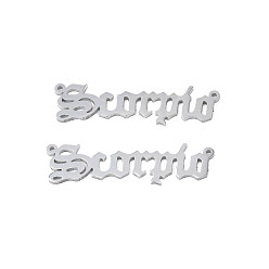 Scorpio Non-Tarnish 304 Stainless Steel Connector Charms, Word, Scorpio, 8x31x1mm, Hole: 0.8mm