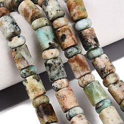 Chrysocolla and Lapis Lazuli Natural Chrysocolla and Lapis Lazuli Beads Strands, Barrel & Rondelle, 8x10mm, Hole: 0.9~1.2mm, about 50~52pcs/strand, 14.57~15.35 inch(37~39cm), Rondelle: 8x4.5~5mm