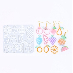 Белый DIY силиконовые формы кулон, формы для литья смолы, фрукты, белые, 110x120x4 мм, отверстие : 1.5 мм, внутренний диаметр: 29~48x18~31 мм