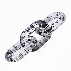 Black Transparent Acrylic Linking Rings, Quick Link Connectors, for Cable Chains Making, Oval, Black, 31x19.5x5mm, Inner Diameter: 8x20mm