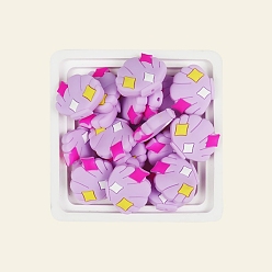 Plum Food Grade Silicone Focal Beads, Shell, Plum, 25x29mm