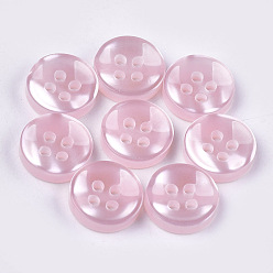 Pink Пуговицы из смолы, 4-луночное, плоско-круглые, розовые, 11.5x3 мм, отверстия: 1.6 мм, около 1000 шт / мешок