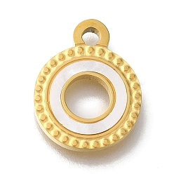 Плоский Круглый Ионное покрытие (ip) 304 подвески из нержавеющей стали для ручной полировки, с белым акрилом, золотые, плоско-круглые, 15x12x2 мм, отверстие : 1.8 мм
