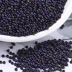 (RR2061) Matte Metallic Plum Emerald Iris MIYUKI Round Rocailles Beads, Japanese Seed Beads, 11/0, (RR2061) Matte Metallic Plum Emerald Iris, 2x1.3mm, Hole: 0.8mm, about 50000pcs/pound