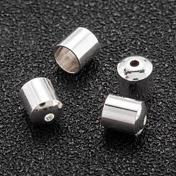 Посеребрённый Латуни конце шнура, торцевые заглушки с долговечным покрытием, колонка, 925 серебро покрытием, 5x4.5 мм, отверстие : 1.2 мм, внутренний диаметр: 4 мм