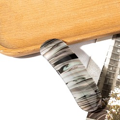 Черный Заколки для волос из ПВХ под мрамор, длинный овал, чёрные, 80 мм