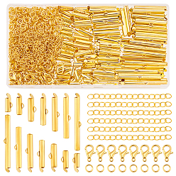 (52) Непрозрачная лаванда Наборы для изготовления ювелирных изделий своими руками, включая железные направляющие на трубках с концевыми застежками и удлинитель цепи, Перейти латунные, Карабин-лобстер из цинкового сплава, разноцветные, 5.5~6x10~40x4 мм, отверстие : 1 мм, 3 мм внутренним диаметром, 7 стили, 20 шт / стиль, 140 шт