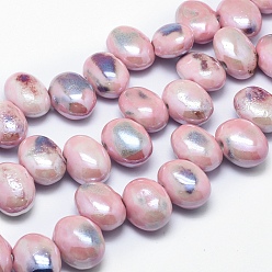 Pink Бусины из экологически чистого фарфора ручной работы, овальные, розовые, 23.5~24x18~19x11~13 мм, отверстие : 3 мм
