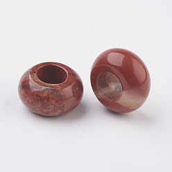 Red Jasper Natural Red Jasper European Beads, Large Hole Beads, Rondelle, 14x7~8mm, Hole: 6mm