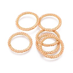 PeachPuff MIYUKI & TOHO Handmade Japanese Seed Beads, with 304 Stainless Steel Link Rings, Loom Pattern, Ring, Golden, PeachPuff, 22~23x1.7mm