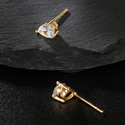 Золотой Элегантные серьги-гвоздики из латуни в форме капли, с четким кубического циркония, золотые, 7x5 мм