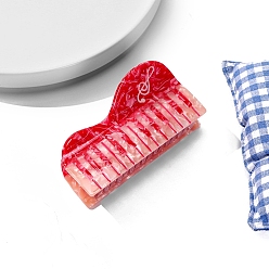 Красный Заколки для волос с когтями из ацетата целлюлозы (смола), пианино, аксессуары для волос для женщин и девочек, красные, 98x52x50 мм