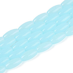 Небесно-голубой Стеклянные бусины, имитация нефрита , рис, голубой, 9~9.5x4~4.5 мм, отверстие : 0.7~0.9 мм, около 42~43 шт / нитка, 14.96~15.35'' (38~39 см)