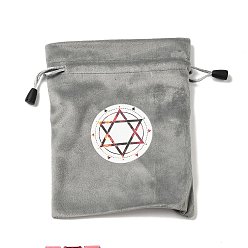 Star of David Tarot Card Storage Bag, Velvet Tarot Drawstring Bags, for Witchcraft Wiccan Altar Supplies, Rectangle, Star of David Pattern, 180x140mm