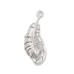 Платина Латунные микропаве прозрачные подвески с фианитом, лист, платина, 21.3x8x2.8 мм, отверстие : 1.4 мм