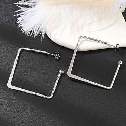 Нержавеющая Сталь Цвет 304 женские квадратные серьги-гвоздики из нержавеющей стали, цвет нержавеющей стали, 44x43x1 мм